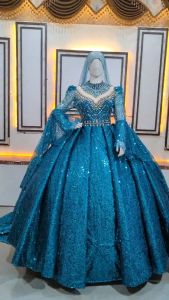 Gaun Pengantin Couple | Baju Pengantin Couple Model Ballgown Squin dan Beskap Pengantin Pria