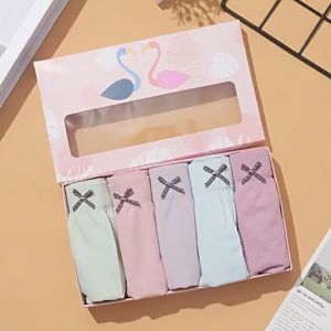 5PCS Cotton underwear Girls school day mid waist breathable comfortable briefs Cotton Panties Women Antibacterial Underwear Seluar Dalam Wanita Ladies Breathable Briefs