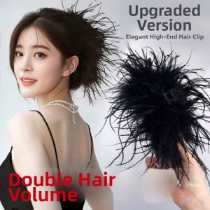 Autumn Winter Ostrich Feather Hair Clip