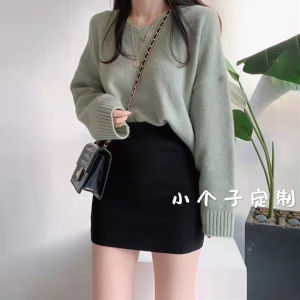 High Waist Thickened Black Wrap around Short Skirt Womens Spring Summer a Line Mini Skirt Wool Blend Slimming One Step Skirt