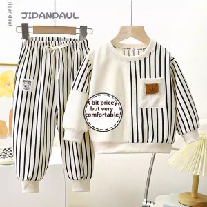 JIFANPAUL | Bộ áo nỉ trẻ em JIFANPAUL tay dài cổ tròn phối màu và quần dài kiểu Hàn Quốc