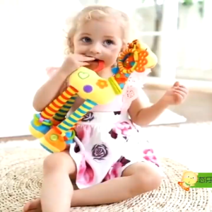 Giraffe car hanging bell elephant and monkey hand-held rattles plush + teether toys for soothing babys emotions.