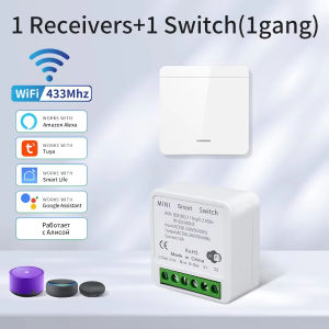 433MHz RF WiFi Smart Switch Tuya Wireless Light Switch Work with Tuya Smart Life APP Voice Control Works with Alexa Google Home