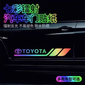 Colorful Laser Toyota Car Leaf Guard Triangle Window Stickers Mirror Body Door Decals 3D Car Logo Stickers Auto Decoration