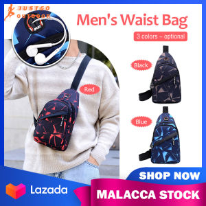 Sling Bag Men Chest Bag Crossbody Nylon Waist Bag Waterproof Headphone Port Pouch Bag Outdoor Trendy Casual Men Crossbody Bags | JUSTGO OUTDOOR