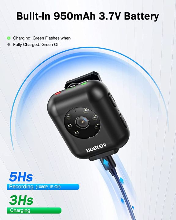 Boblov W4 Máy ảnh cơ thể Body Mini Action Wearable Police Camera 128GB ...