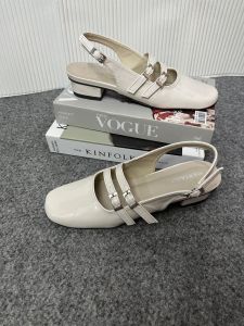mqstars Sepatu Wanita Slop Mules Tali Gesper Hak 3cm Mary jane Slip-On Kasual