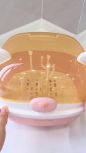 Heinoกล่องจัดเก็บขวดนม พร้อมฝากล่องกันฝุ่น ตะแกรงระบายน้ำ กล่องจัดเก็บถ้วยชามเด็ก กล่องจัดเก็บเก็บอุปกรณ์ป้อนอาหารการ์ตูนน่ารัก