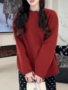 QINGNAER | Korean Style Oversized Casual Warm Gentle Large Size Polka Dot Bowknot Sweater
