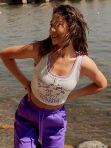 AlphaGym Spicy Girl Sports Vest with Chest Pad U-Neck Design for Flattering Outerwear Or Layering Coverage of Side Breast