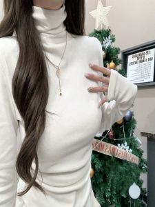 Womens Thermal Fleece Lined Long Sleeve Slim Fit Base Shirt Pure Color Autumn Winter T-Shirt Commute Style High Waist Design