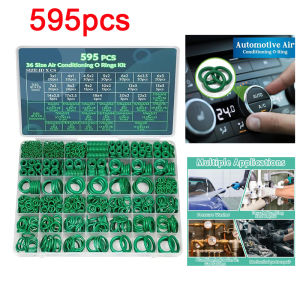 595pcs Air Conditioning O Ring Kit 36 Size Seal Rubber O-Rings Assortment Set for Compressor Automotive A/C Plumbing Repair