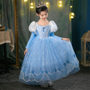 Girls Long Sleeve Glowing Princess Dress Korean Style Fashionable Cute Bow Tie Dress Costume Cotton Polyester Summer Dress