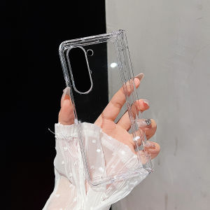 เคสใสแบบใสป้องกันบานพับ Z Fold 4 5 6 เคสใสแบบมันวาว ป้องกันรอยขีดข่วน Samsung Galaxy Z Fold 6 เคส PC แข็งทนทาน ป้องกันการตก เคสโทรศัพท์พลาสติก อุปกรณ์เสริม