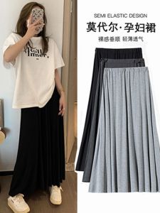 Pregnant Womens Modal Skirt Pendant Cool Long Skirt Summer New Arrival Fashion High Waist Slimming over the Knee Long Skirt