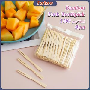 Talao Bamboo Fork Small Fork for Siomai Takoyaki Fishball Fruits Salads Desserts 100 pcs