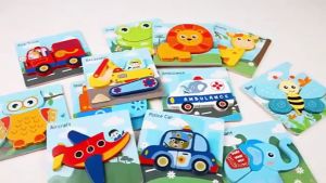 Enlightenment cartoon transportation animal puzzle 3d three-dimensional puzzle wooden puzzle toys
