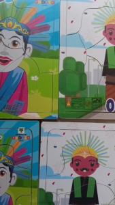 Puzzle Kayu SNI Bongkar Pasang Bentuk Ondel - Ondel Ukuran 17x23cm dan 20x30 cm Mainan Edukasi Anak Puzle Pajel Pazel