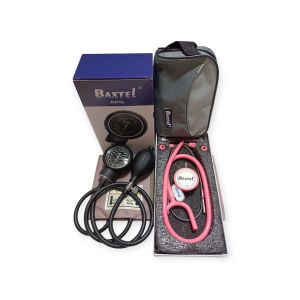 Baxtel APG Black Aneroid Sphygmomanometer With Pink Deluxe Stethoscope