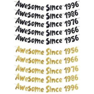 Vintage Birthday Banner Awesome Since Year Paper Sign Gold Black Glitter Letter Banner Birthday Party Supplies Background Decor