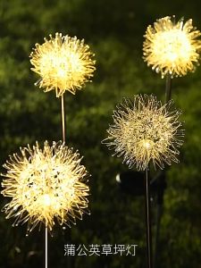 Warmtaste LED solar Dandelion Lamp Outdoor Waterproof Automatically Switch Garden Decorative Lights for House Yard Pathway Christmas Night Lighting Light