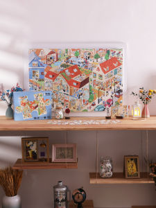 BAYBY Cat Town 1000 Piece Puzzle Original Cat Illustration Plastic Resin Educational Toy for Adults Cartoon Anime Theme