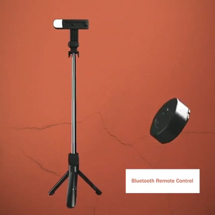 Portable 4 IN 1 Wireless Bluetooth Adjustable Selfie Stick Tripod With LED Light Stand Compatible With Any Phone