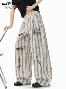 CHARLES JANGS HAPPY HEART | Summer Stripe Loose Comfortable Casual Trousers