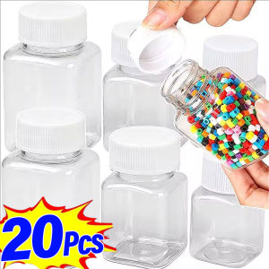20Pcs Plastic Clear Empty Bottles PET Seal Bottles Container with Cap Packing Bottles 30/50/80ml