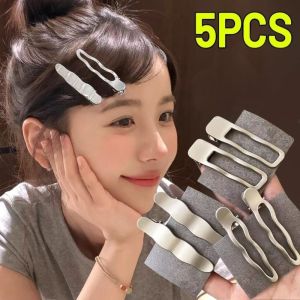 5Pcs Fashion Silver Metal Hairpins Wave Shape Barrettes Side Bangs Clip Holder Korean Women Hair Accessories