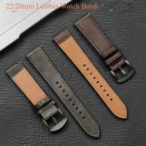20mm 22mm Leather Strap for Samsung Galaxy Watch 6 5 4 40mm 44mm Gear Band Vintage Bracelet for Xiaomi Redmi Watch 3 Lite/Active