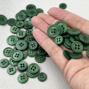 Nút Vỏ Sò Màu Xanh Lá Cây Tự Nhiên POLO Áo Len Dệt Kim Cổ Bẻ Tay Áo Ren Nút Áo Sơ Mi Nhiều Màu Sắc