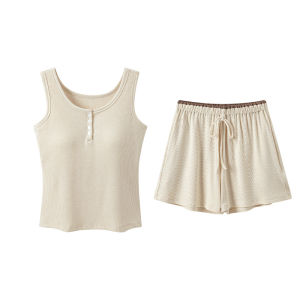 MiiOW | Ice Silk Nightgown Womens Summer Sleeveless Vest Shorts Set With Chest Pad 2025 New Outwear Home Clothes Cat Person MiiOW