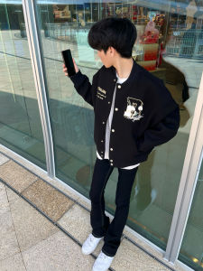 เสื้อแจ็คเก็ตเบสบอลปักลายตัวอักษรสไตล์ย้อนยุคสไตล์อเมริกัน ทรงหลวม สำหรับผู้ชาย ฤดูใบไม้ผลิและฤดูใบไม้ร่วง 2025