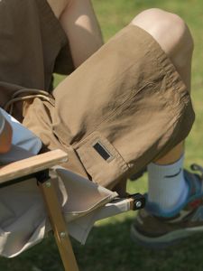 Outdoor Mountain University Workwear with Pocket Shorts for Men Summer Japanese Fashion Brand Casual Pants Straight Wide Leg Fifth Pants