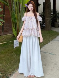 RELNLEX | Bộ Đồ Hoa Elegance Pháp Dáng Ôm Quai Ngang Hai Mảnh Cho Mùa Hè