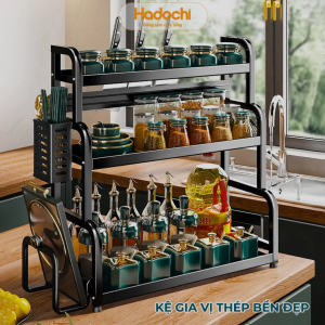 Kệ Gia Vị Thép Carbon Chắc chắn và Bền Kệ Để Gia Vị Nhà Bếp Kệ Đựng Gia Vị Kệ Hũ Gia Vị Để Dao Thớt