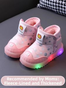 JIFANPAUL | Winter Snow Boots for Kids 1-6 Years Warm Fleece Soft Sole Light-up