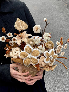 Creative DIY Hair Braid Flower Bouquet Valentines Day Gift for Girlfriend Best Friend Beautiful Twist Stick Bucket