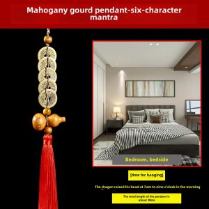 Five Emperor Coins Pendants Brass Real Gourd Door-to-Door Pressure Threshold Lucky Knot Chinese Knot Five Land Money