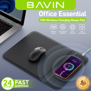 BAVIN PC1203 2-in-1 15W Wireless Fast Charging Mousepad w/ Anti-Slip Smart Design & Qi Protocol Support
