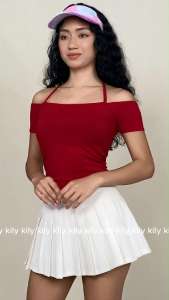 KILY.PH Casual OOTD Off-Shoulder Halter Top Basic Croptop Bodycon Slim Fit for Women 6A0315