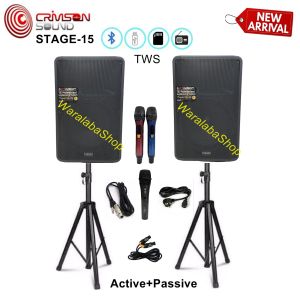 SPEAKER AKTIVE+PASIF CRIMSON STAGE-15 CR-15 15INCHI 2 UNIT SUPER KOMPLIT