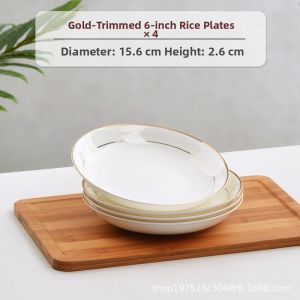New Creative European Gold Edge Porcelain Dinner Plate