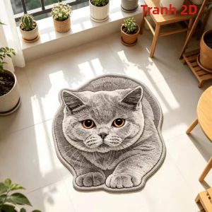 Thảm Trải Sàn Hình Mèo Hoạt Hình Dễ Thương VIKAMA Thảm Polyester Mềm Mại Để Trang Trí Nhà Cửa - Phòng Ngủ Phòng Khách Phòng Tắm Thảm Trải Sàn Chống Trượt