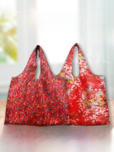 Festive Large Capacity Shopping Bag Foldable Single Shoulder Portable Folding Bag for Buying Vegetables And New Year Celebration