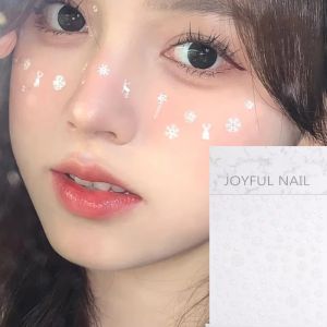 3pcs Christmas Face Snowflake Sticker 5D White Snowflake Round Tattoo Eyeshadow Stickers Fo Festival Nail Body Makeup Bling Jewel DIY Tiktok Hot