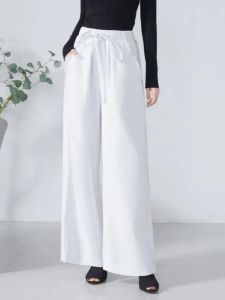 Fashionable High Waist Wide Leg Pants Loose Slimming Drapey Casual Straight Leg Jeans White Color Trendiness Spring Autumn