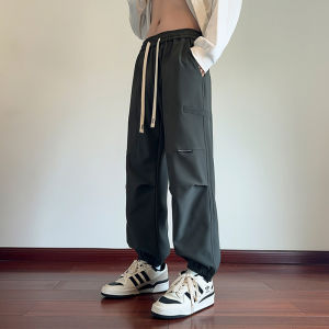 กางเกงลำลองชาย ทรงหลวม ผ้าโพลีเอสเตอร์ กางเกงขายาว ทรงหลวม ลำลอง ฤดูใบไม้ร่วง ใหม่ เทรนด์ ยูนิเซ็กซ์ วัยรุ่น กางเกงขายาว 9 จุด