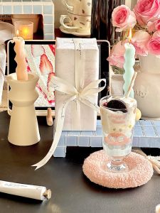 Cute Cartoon Glass Cup High Footed Rabbit Miss Coffee Shop Beverage Cup Pink Girl Heart Korean Style Champagne Glass Dcloud